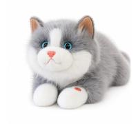 Jiuvaso Bambola Peluche Gatto Peluche Interattivo Pupazzo Morbido Giocattolo Peluche Pressione Sulla Zampa per Effetto Sonoro E Aspetto Coccoloso Adatta per, Grigio, 58cm