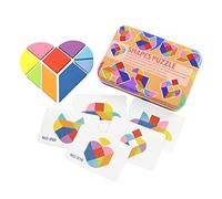 Jiuvaso Blocchi Modello in Legno per Bambini Puzzle di Forme Puzzle Tangram per Bambini Giocattoli per Bambini con 50, Forma di Calore