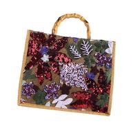 Jiuvaso Borsa a Mano Da Donna Borsa Tote Da Giorno Borsetta Da Viaggio Borsa a Spalla di Grande Capienza con Manico in Bambù Adatta per Vacanze E Uso Quotidi, Viola