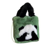 Jiuvaso Borsa a mano in peluche, borsa a tracolla multifunzione in peluche con tracolla a catena per viaggi al parco, Verde