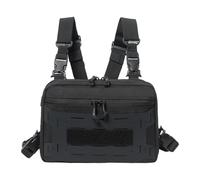 Jiuvaso Borsa da petto con tracolla regolabile, imbracatura per viaggi, ciclismo, pesca e campeggio, Nero