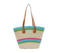 Jiuvaso Borsa tote da donna, comoda, stile boho, intrecciata, ideale per la città, le vacanze estive e le attività all'aperto, Azzurro