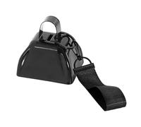 Jiuvaso Campanaccio in ferro da 7,4 cm con corda da polso, campanello da tifo con maniglia per il trasporto, multiuso, accessorio portatile per partite di, Nero