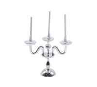 Jiuvaso Candelabro in Miniatura Portacandele per Case Delle Bambole Accessorio Miniatura Ornamento Tavolo con Finitura Lucente in Lega Adatto per Case Delle, Argento