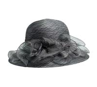 Jiuvaso Cappello da Sole Donna Cappello Elegante Cappello con Ampia Cappello da Cerimonia Cappello Pieghevole in con Volants Traspirante Leggero Adatto a Matrimoni Sfilate all’Aperto Viaggio, Nero