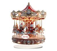 Jiuvaso Cartello in acrilico con giostra natalizia 2D con base, decorazione regalo di Natale, piatto decorativo, artigianato per la casa, Style a