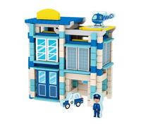 Jiuvaso Casa in Legno Fai da Te, Set di Blocchi da Costruzione, Giocattolo didattico di ingegneria, Kit di Costruzione di Blocchi di architettura per Bambini, Stazione di Polizia