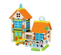 Jiuvaso Casa in Legno Fai da Te, Set di Blocchi da Costruzione, Giocattolo didattico di ingegneria, Kit di Costruzione di Blocchi di architettura per Bambini, Scuola