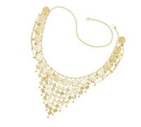 Jiuvaso Catena per la vita con moneta d'oro, elegante e versatile, catena per danza del ventre per le feste in discoteca