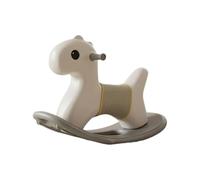 Jiuvaso Cavallo a Dondolo per Bambini Cavallo Dondolo Gioco per Infanzia Cavalcabile Cavalluccio Dondolante Base Larga Stabile Design Antiribaltamento, Beige+Grigio, Con Strisci Pad