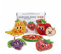Jiuvaso Children Lacing Board Gioco Educativo Tavoletta da Infilare Schede da Allacciare Puzzle di Lacci con Carte Personaggio E Colori Vivaci per Spazialità, Fruit