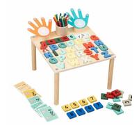 Jiuvaso Children Learning Board Tavolo Didattico in Legno Educativo Gioco Interattivo Numeri Lettere Sviluppo Pensiero Logico Coordinazione Mano Adatto per Bambini Scuole Ludoteche