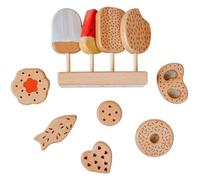 Jiuvaso Children Pretend Kitchen Set Giocattolo Biscotti Finti Dolci in Legno Faggio Robusto E Liscio per Gioco Sensoriale Ordinamento Adatto a Bambini Casa Asilo Regali