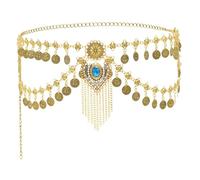 Jiuvaso Collana con Monete per Danza del Ventre, Accessori per Costumi, Decorazione per Il Ventre a Doppio Strato, Oro