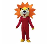 Jiuvaso Costume Leone Completo Cartoon con Copricapo Leggero Jumpsuit Morbida Guanti E Copriscarpe Materiale Traspirante in Poliestere Adatto per Marketing, 175-185cm, Leone F