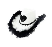 Jiuvaso Cowgirl Hat Western Cowboy Hat Accessori per costumi di costume da copricapo traspirante per il fidanzamento del festival Performance Holiday, Bianco