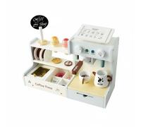 Jiuvaso Cucina Giocattolo per Bambini Playset Bar con Macchina Caffè Dessert Chicchi Finti Biscotti Ciambelle Ghiaccio E Gelato Finto Interattiva con in Legno