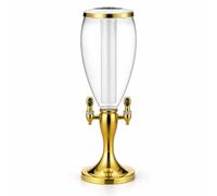 Jiuvaso Dispenser per Birra Dispenser Bevande Erogatore Caraffa Spillatore con Serbatoio Trasparente E Rubinetto Liscio su Base a Piedistallo in Pc Adatto per, Gold, 3L B