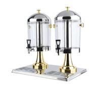 Jiuvaso Distributore di Succo Dispenser Bevande Contenitore Bibite Server Commerciale a Doppia Testa con Rubinetti a Leva E Struttura Stabile Adatto per, Gold, B Double 16L