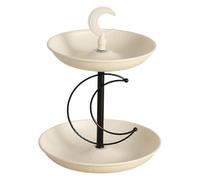 Jiuvaso Espositore per piatti di frutta a doppio strato, vassoio da portata, elegante e moderno, cesto di frutta per feste, dessert, bancone da cucina