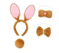 Jiuvaso Fascia per Capelli con Costume da Coniglio Animale, Decorazione per Feste di Pasqua e Halloween per Bambini, Marrone