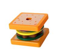 Jiuvaso Food Stacker Toys Riconoscimento del colore Forma Insegnamento Matching Toy Children Wooden Food Puzzle per l'interazione familiare in età prescolare, Sandwich