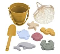 Jiuvaso Giocattoli da scavo Portatili per la sabbiera, Set da Spiaggia Ideale da Viaggio, Divertenti Giocattoli Estivi per Esterni, da Spiaggia in Silicone, Giallo