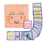 Jiuvaso Giocattolo Creativo in Legno con Grafica Matematica, Rompicapo, Matrice E Tavolette con Chiodi per Bambini in età Prescolare, 20X20 cm