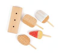 Jiuvaso Giocattolo Gelato Finto con Pezzi Intercambiabili Supporto in Legno Organizzato Materiale Faggio Vernice a Base per Gioco di Ruolo Servizio Ordinamento Aula Casa
