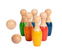 Jiuvaso Gioco Bowling Bambini Set Bowling in Legno Birilli Palle Giocattolo Educativo Materiali Durevoli con Colori in Faggio Adatto a Sessioni di Gioco, Piccolo
