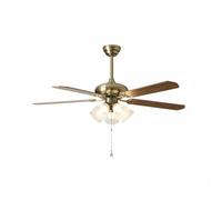 Jiuvaso Lampadario Ventilatore da Soffitto Ventilatore Luce Plafoniera Lampada con Pale in Legno Aspetto Vintage con Dettagli in Metallo E Vetro Controllo a