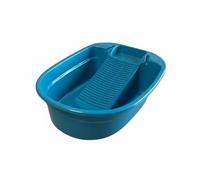 Jiuvaso Lavatoio Vaschetta Bacinella Lavabo in Polipropilene Spessa con Superficie Detergente Zigrinata Vano Sapone Integrato Base Stabile Adatto a Bambini Studenti Piccoli Spazi, Blu Mare