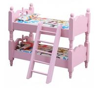 Jiuvaso Letto a Castello in Miniatura per Stanza Delle Bambole con Smontabile in Legno Compensato con Cuscino Decorativo Adatto per Collezionisti Hobby Modellismo