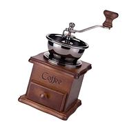 Jiuvaso Macinacaffè Manuale con Burr Acciaio Inox Base Legno Faggio Mini Attrezzo Vintage per Spezie Macina Chicchi Adatta per Cucina Domestica Ufficio Esposi, Macinacaffè, 9,6x21 cm