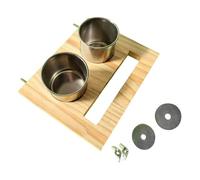Jiuvaso Mangiatoia per Uccelli Sospesa, Abbeveratoio, Ciotola per Gabbia per Uccelli, Supporto in Legno per Pappagalli, Doppia Tazza