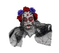 Jiuvaso Maschera da Teschio di Zucchero del Giorno dei Morti e Corona di Rose per Il Matrimonio in Maschera, Colorato