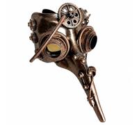 Jiuvaso Maschera Steampunk Accessorio Cosplay Costume Maschera Becco Uccello Maschera Mezza Faccia con Ingranaggi Trasparenti Cinturino Regolabile Aspetto, Retrò Oro