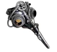 Jiuvaso Maschera Steampunk Accessorio Cosplay Costume Maschera Becco Uccello Maschera Mezza Faccia con Ingranaggi Trasparenti Cinturino Regolabile Aspetto, Retrò Argento