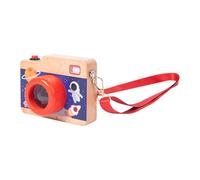 Jiuvaso Mini macchina fotografica giocattolo in legno, giocattolo sensoriale con suoni e luci reali, lente caleidoscopio per Natale, bambini piccoli,