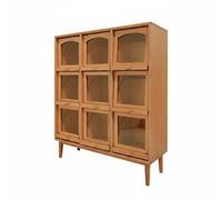 Jiuvaso Miniatura Armadietto Scaffale Vetrinetta Credenza Legno con 9 Scomparti per Esposizione Aspetto Artigianale Fatto a Mano Adatto per Casa Delle Bambole, 178x58x207 Mm, B-Ciliegio