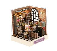 Jiuvaso Miniatura Casa delle Bambole Kit Mobili Legno LED Assemblaggio Artigianale Funzione Educativa Adatta per Compleanno Insegnanti Casa, Luna