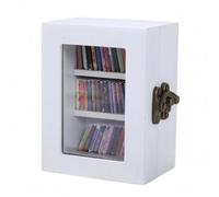 Jiuvaso Miniatura Libreria Armadietto Scaffale Ornamentale Legno Metallo Stile Semplice Tre Ripiani Dettaglio Artigianale Finestra Trasparente Adatto a Studio, Bianco