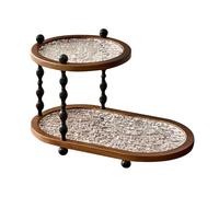 Jiuvaso Organizer da appoggio per bagno, vassoio per trucco, 2 ripiani, per profumi, prodotti per la cura della pelle, per lozione, tavolo da toeletta, Modello di Pietra