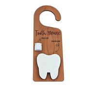 Jiuvaso Porta-dentiera per Porta, Cartello in Legno con Supporto per Cameretta Dei Bambini, con Il Topo Dente, Taglia unica bambino