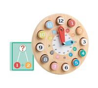 Jiuvaso Puzzle giocattolo con orologio in legno, abilità motorie fini, lancette mobili, impilabile, smistatore, puzzle per insegnare l'ora e i numeri ai