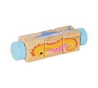 Jiuvaso Puzzle Girevole per Bambini, Gioco educativo Che migliora la concentrazione e Le capacità motorie Fini Giocare con Blocchi rotanti, Blu