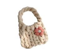 Jiuvaso Sacca all'uncinetto da donna sacca azzimato comodo satchel alla moda alla moda versatile borsetta per maglieria per di viaggio di lavoro, Cachi