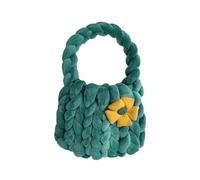 Jiuvaso Sacca all'uncinetto da donna sacca azzimato comodo satchel alla moda alla moda versatile borsetta per maglieria per di viaggio di lavoro, Verde Scuro