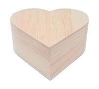 Jiuvaso Scatola portagioie in legno grezzo a forma di cuore, organizer per la casa, espositore per gioielli fai da te, non verniciato, per matrimonio e Natale, 9.5 Cm X 9.5 Cm X