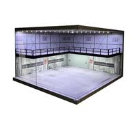 Jiuvaso Scena di Parcheggio Veicoli, Vetrina per Modellini di Auto a Due Piani in PVC E Acrilico con Luce LED per Decorazione Domestica, Esposizione E Regalo, Mattoni Blu